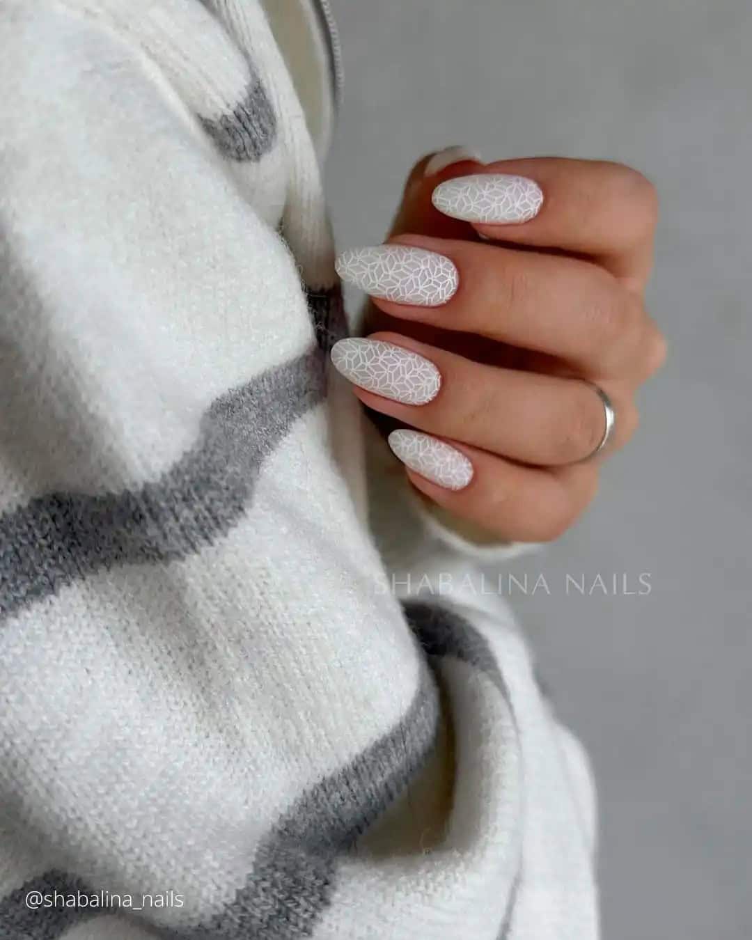 White Geometric Nail Designs