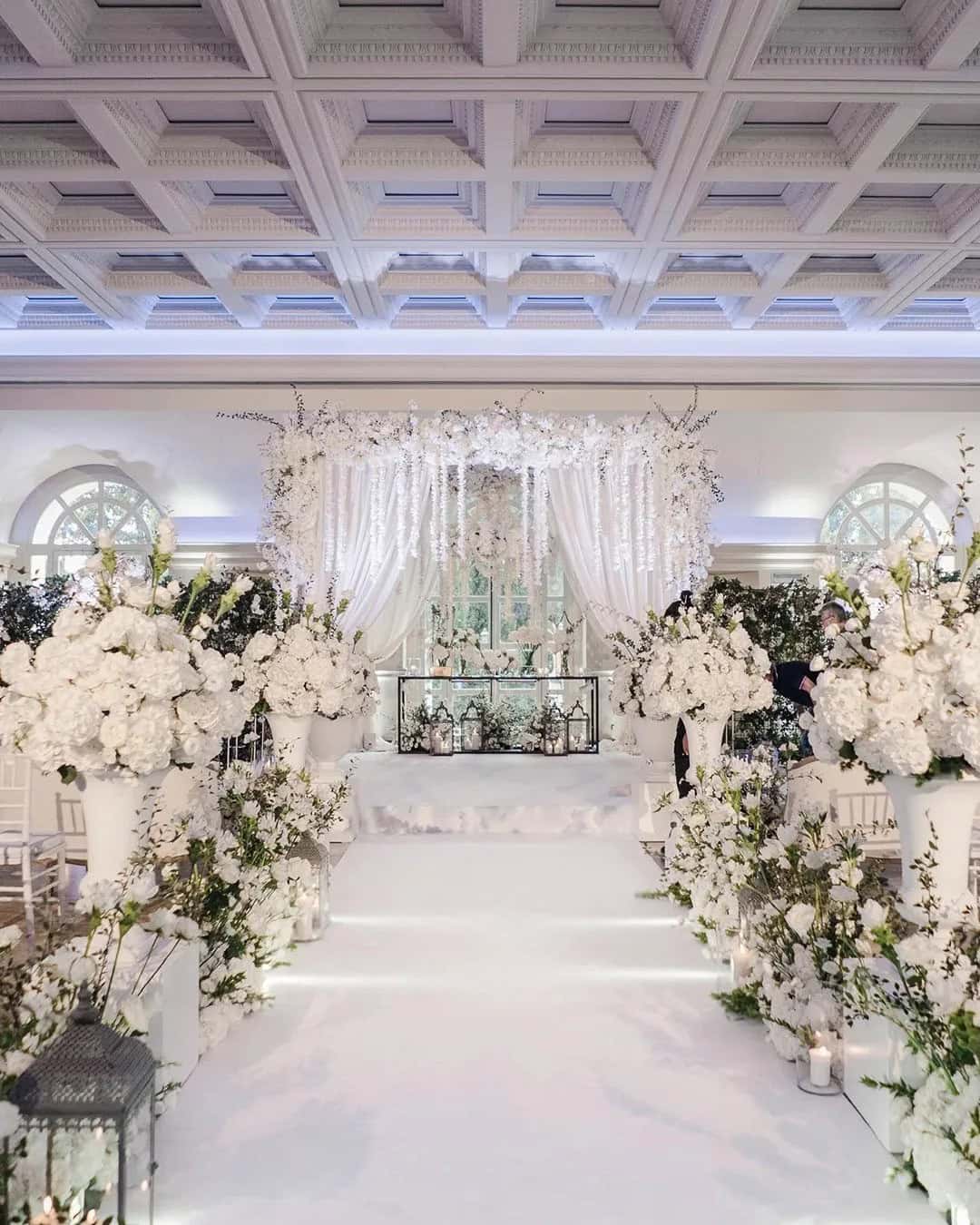 All White Wedding Ceremony Decor