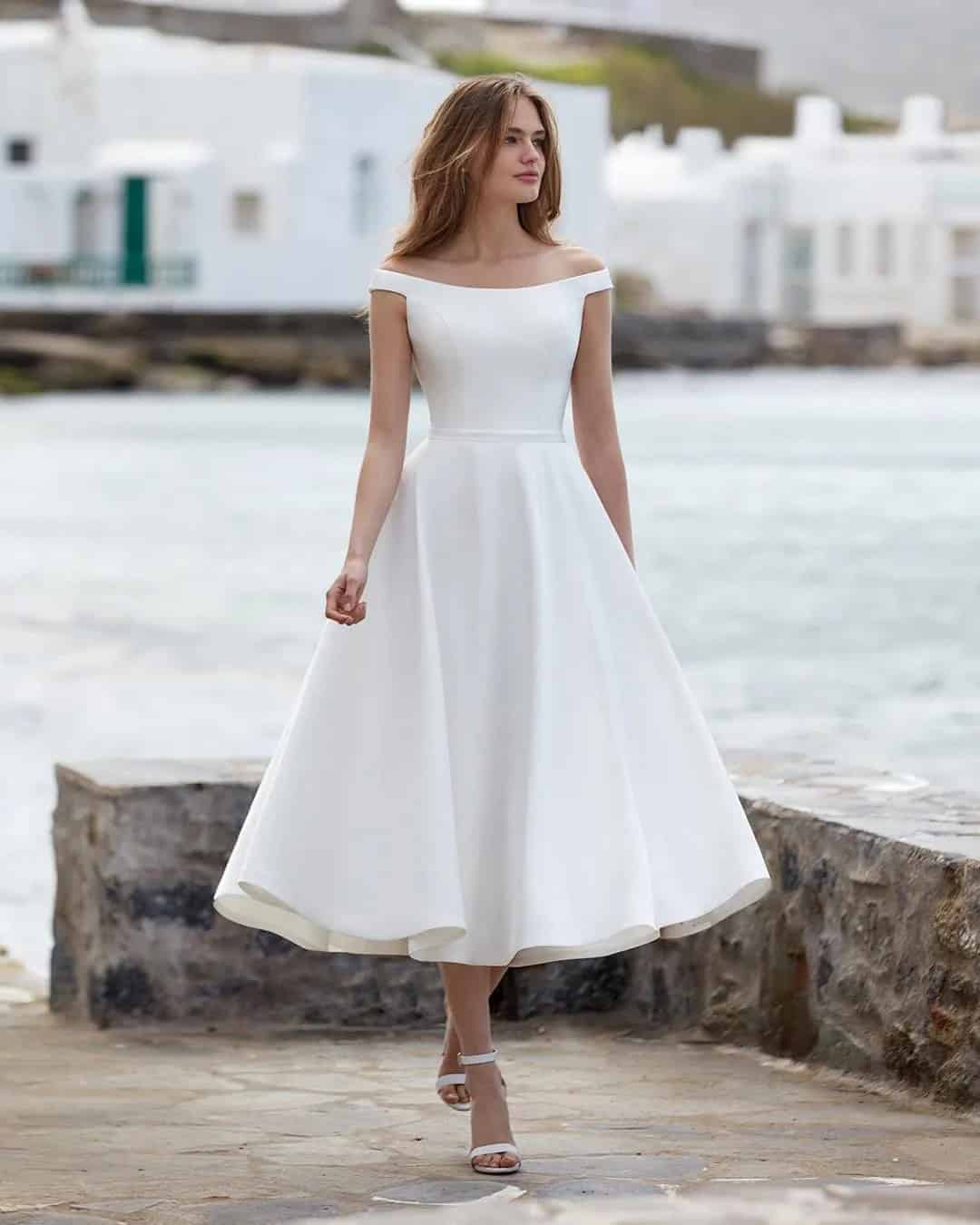 Simple Tea Length Wedding Gowns