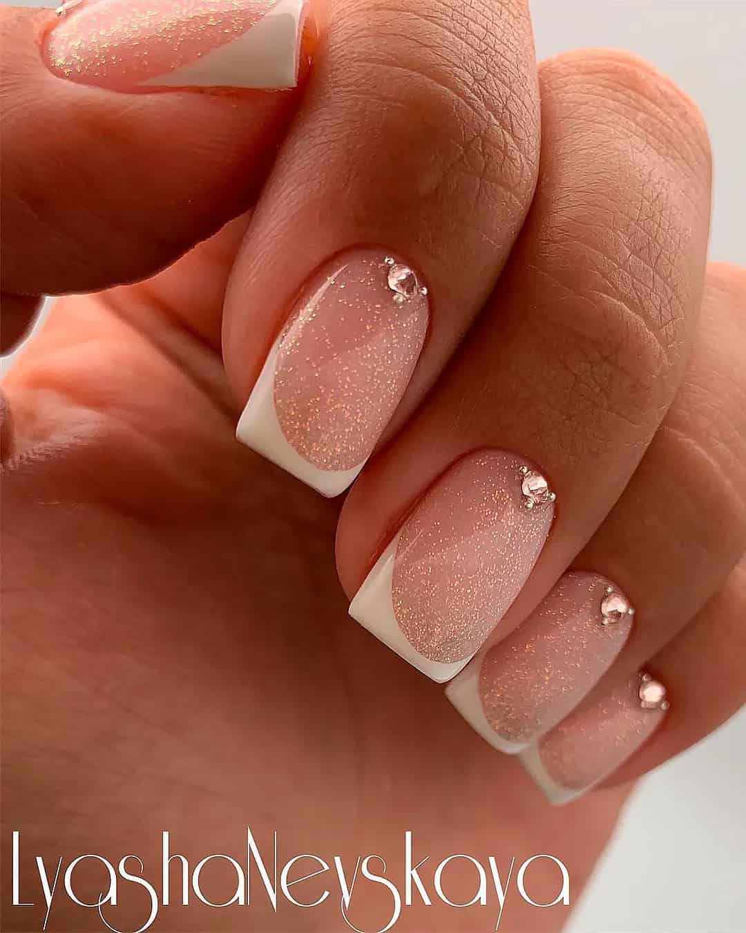 Bridal French Champagne Nails