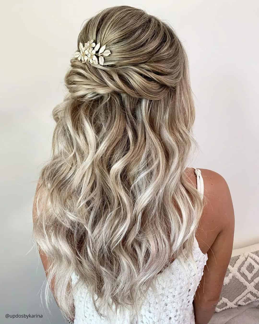 Long Hair Half Up Half Down Wedding Hairstyles