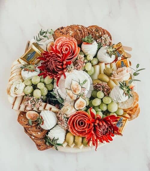 Bridal Shower Floral Charcuterie Board