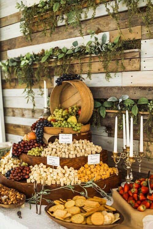 Cheese, cracker and fruit station