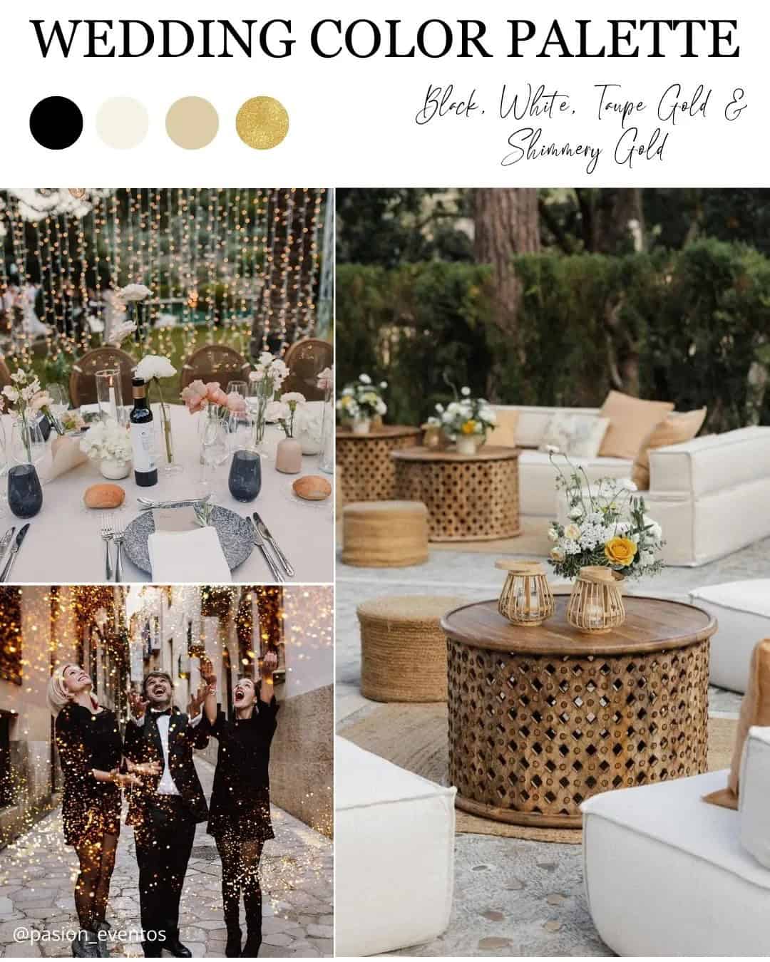 Black, White, Taupe Gold & Shimmery Gold