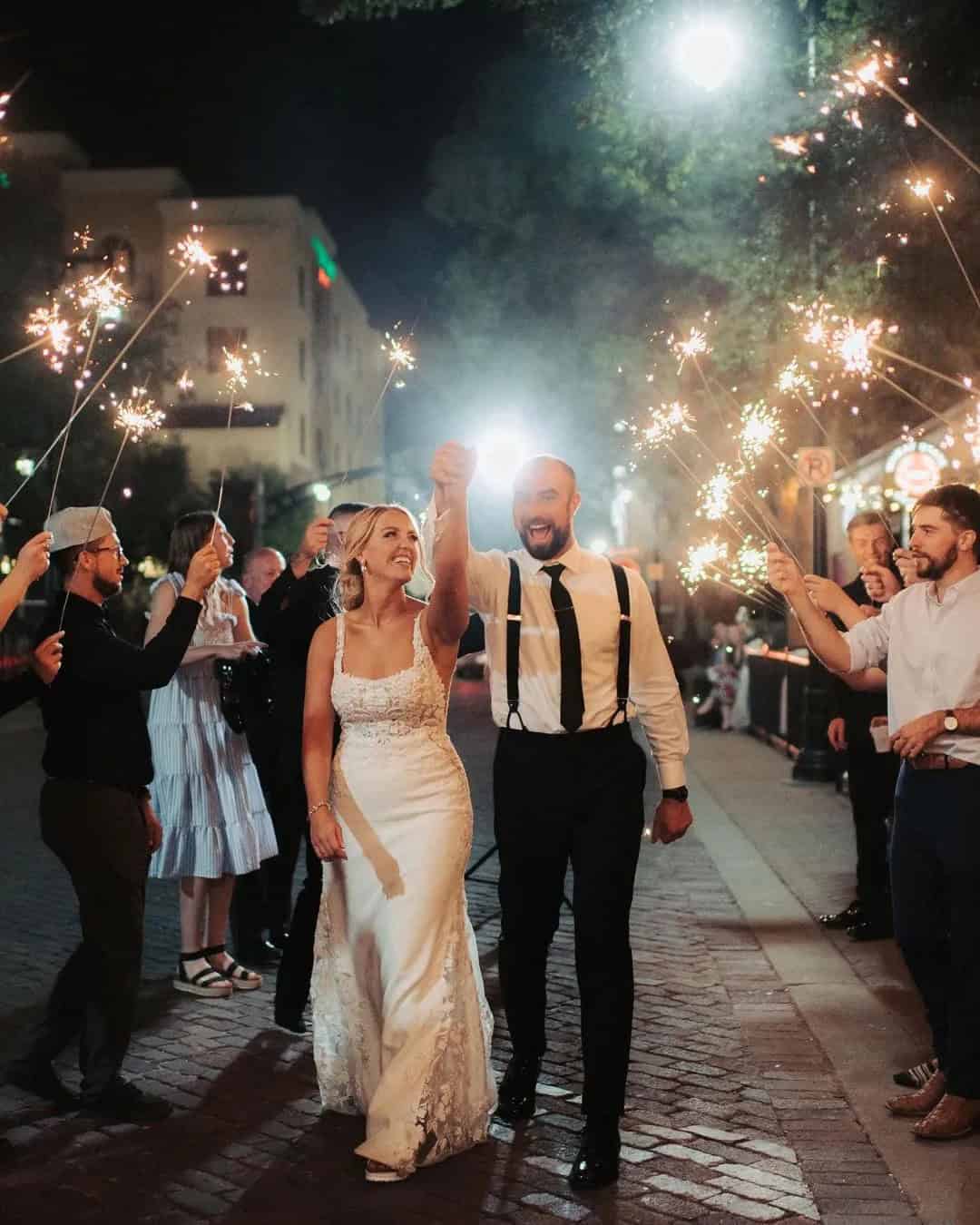 Best Wedding Photos for Getaway with Sparklers