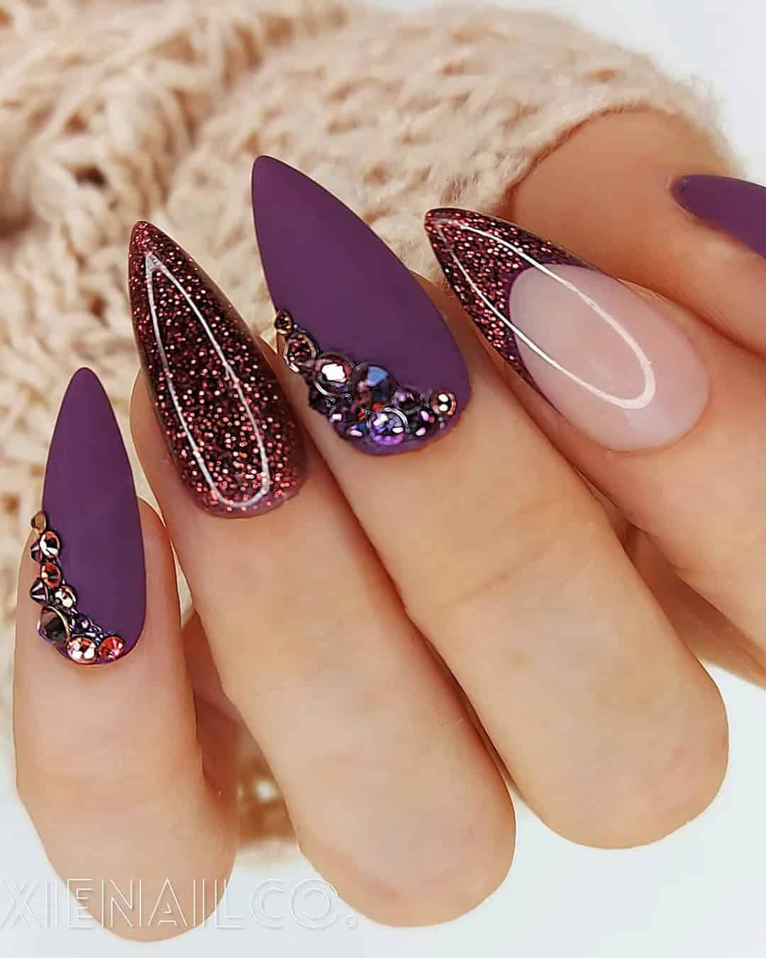 Dark Purple Wedding Nails