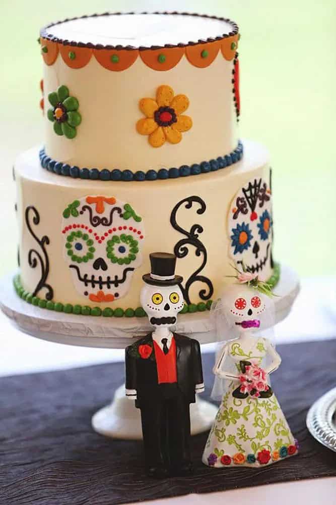 Mexican Cake Design With Santa Muerte Skull