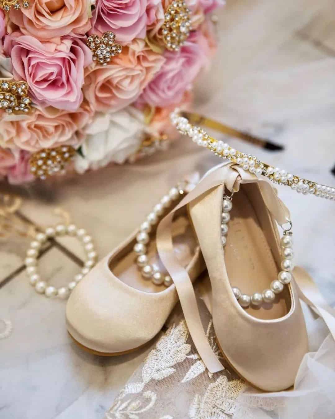 Champagne Shoes For A Flower Girl