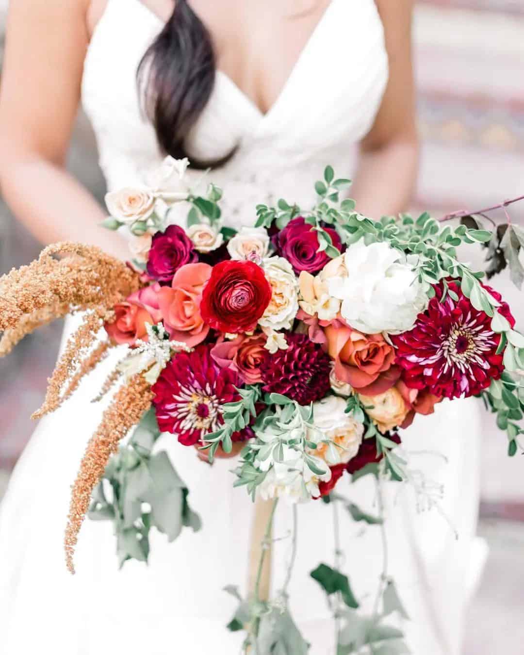 Cascading Pink And White Wedding Bouquets