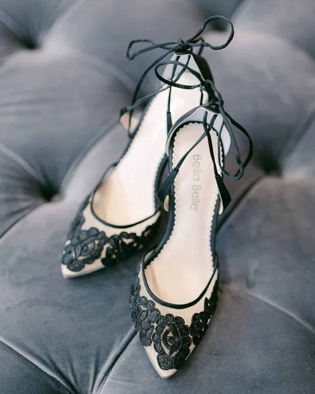 Elegant Black And White Wedding Shoes