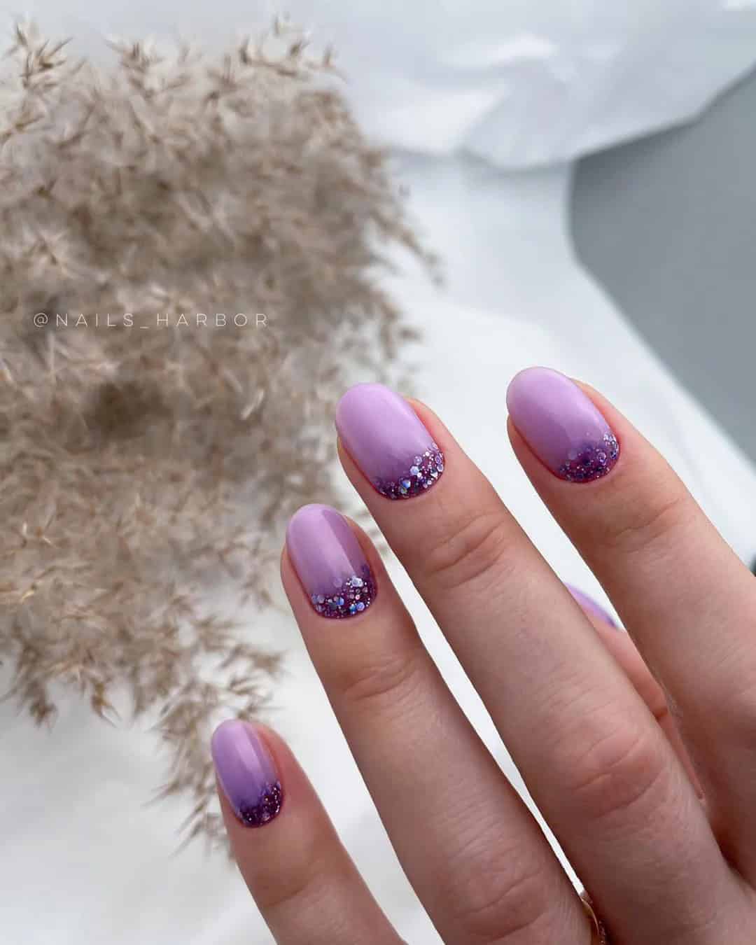 Glitter Purple Wedding Nails