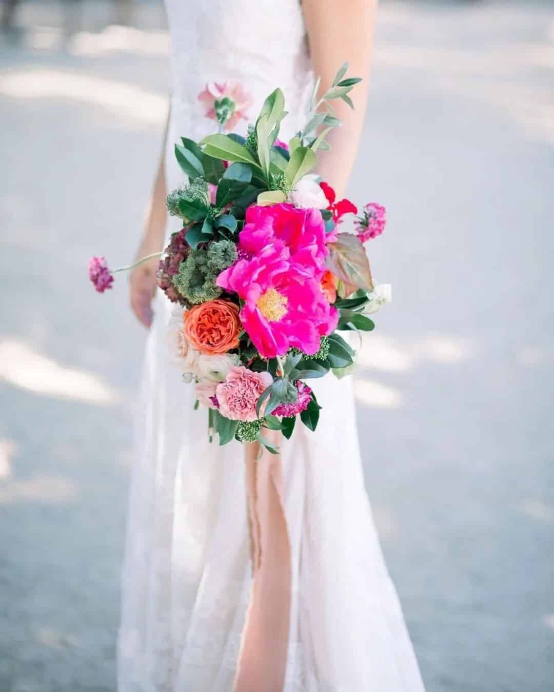 Cascading Pink And White Wedding Bouquets