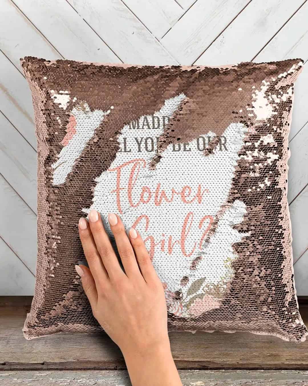 Flower Girl Sequin Proposal Pillow