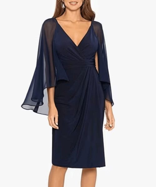 Sleeveless Cape Back Midi Sheath Dress