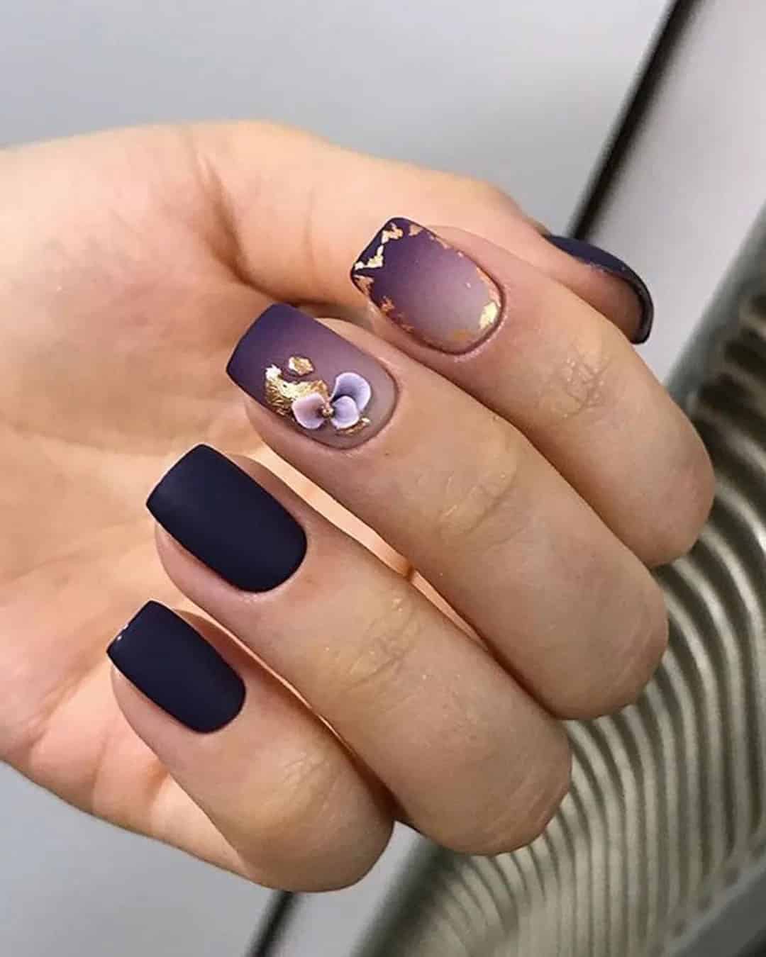 Dark Moody Autumn Bridal Nails