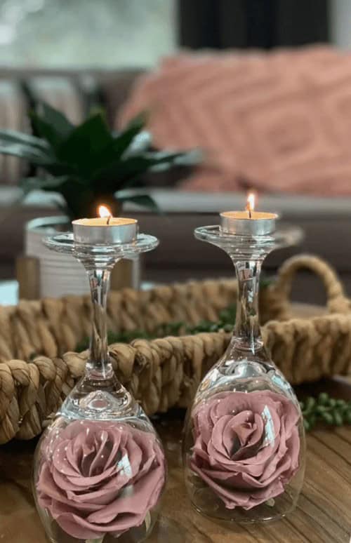 Roses and tea light centerpieces