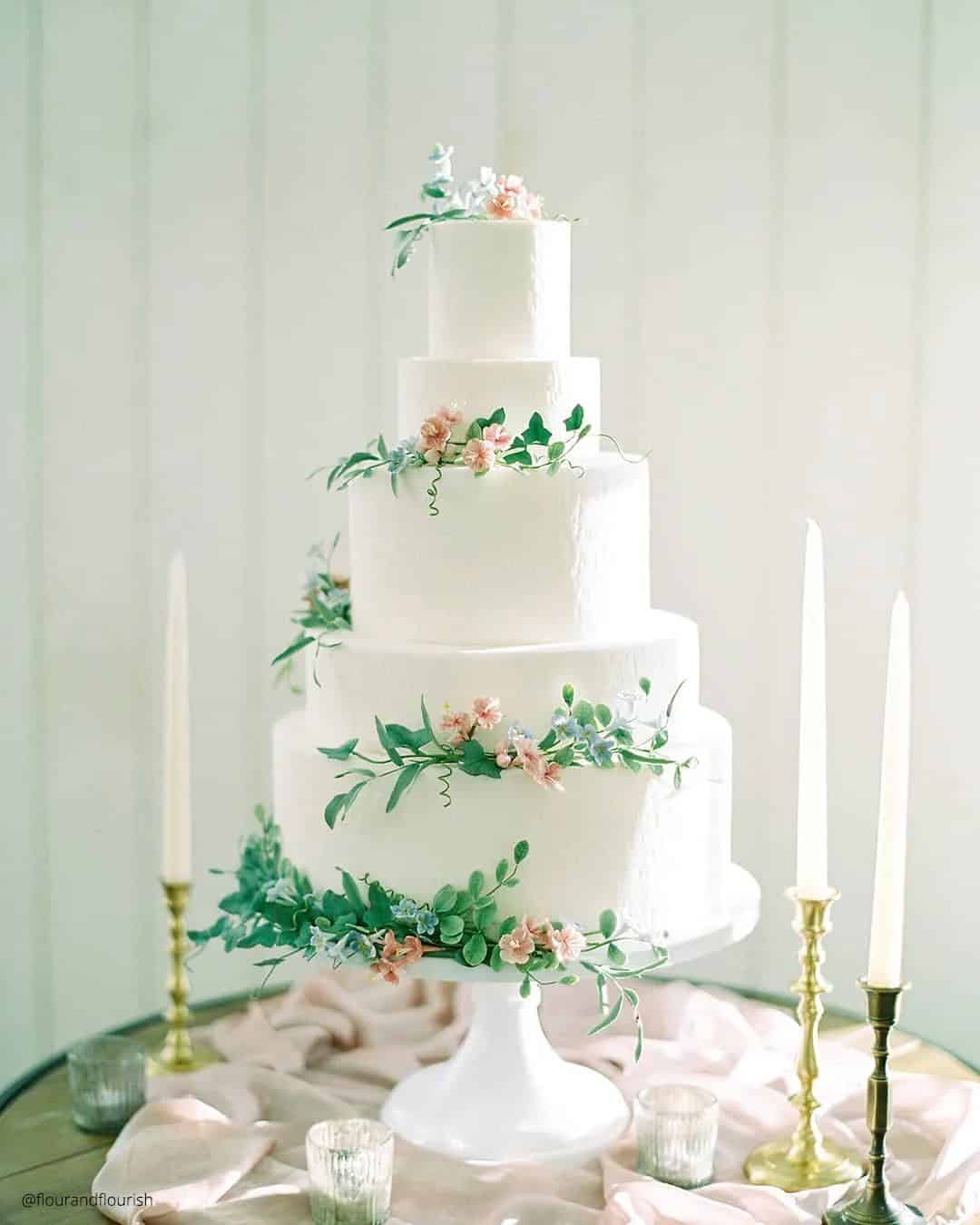 Spring Green And White Wedding Cakes