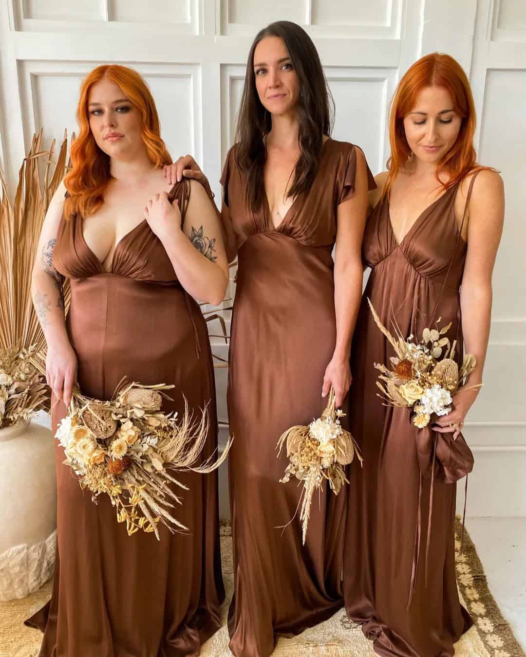 Cinnamon Rust Brown Bridesmaid Dresses