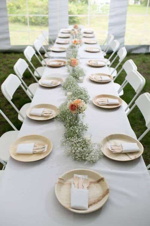 Baby’s breath and rose centerpieces