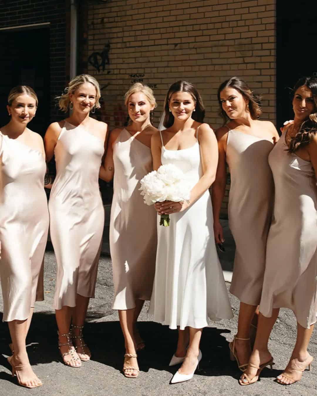 Midi Champagne Dresses For Bridesmaids