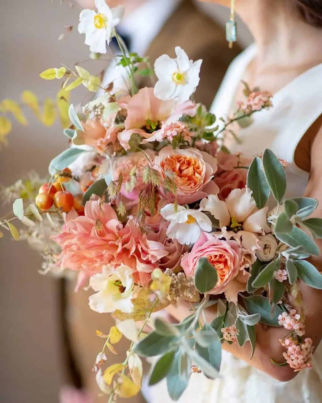 Peaches and Creams Bridal Bouquets