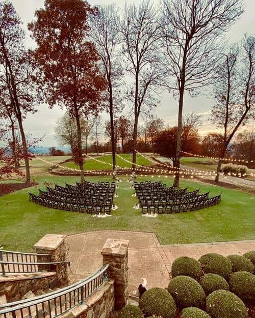 Black Chairs Forming an Aisle