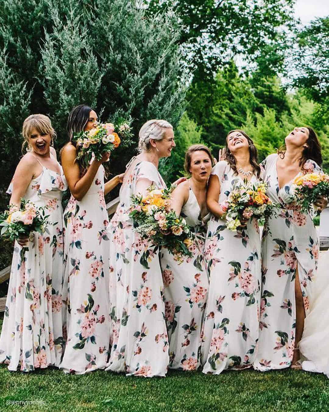 White Floral Bridesmaid Dresses