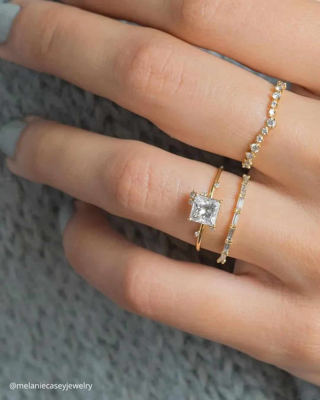 Princess Cut Diamond Rings In Set