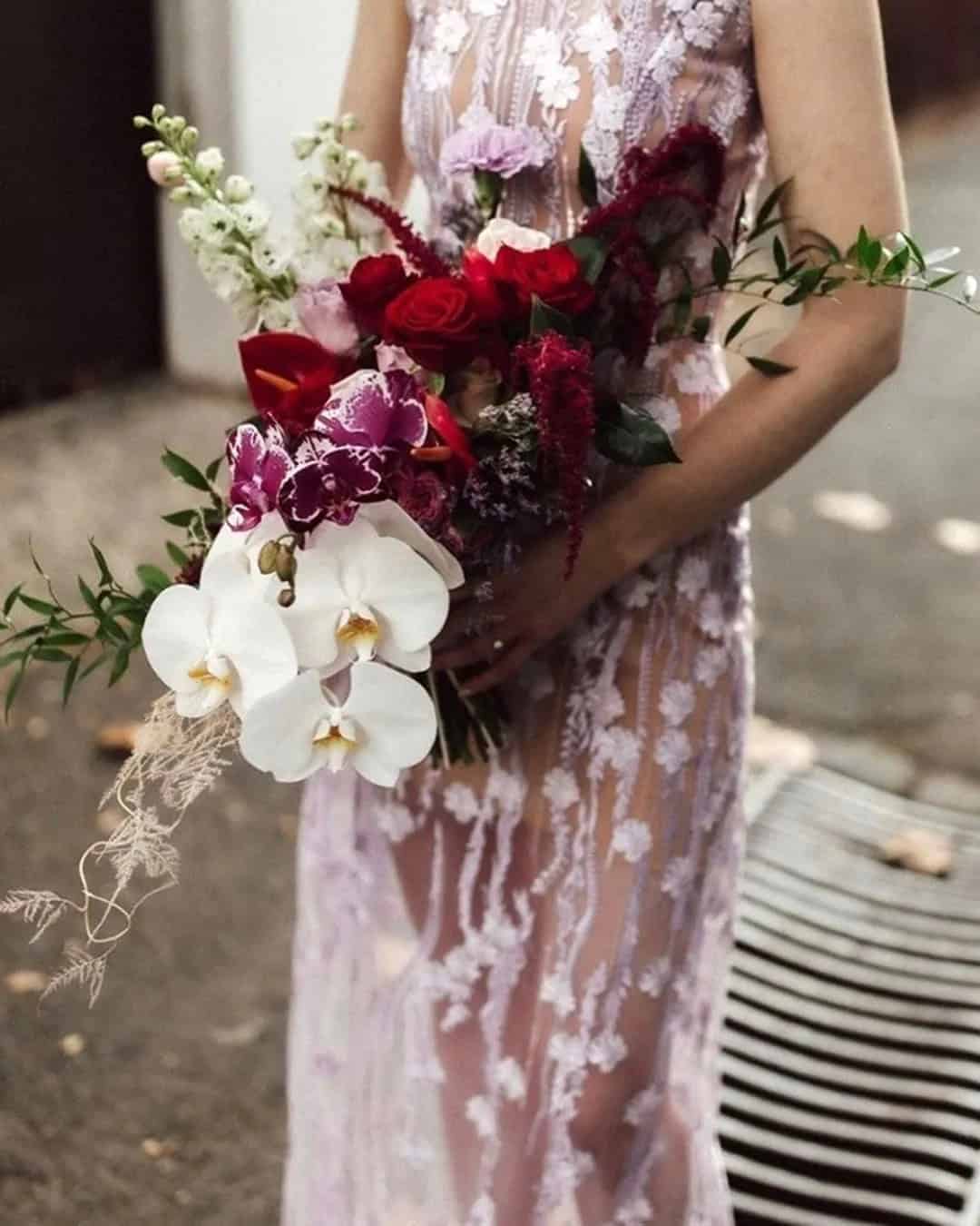 Wedding Cascading Bouquets with Orchids