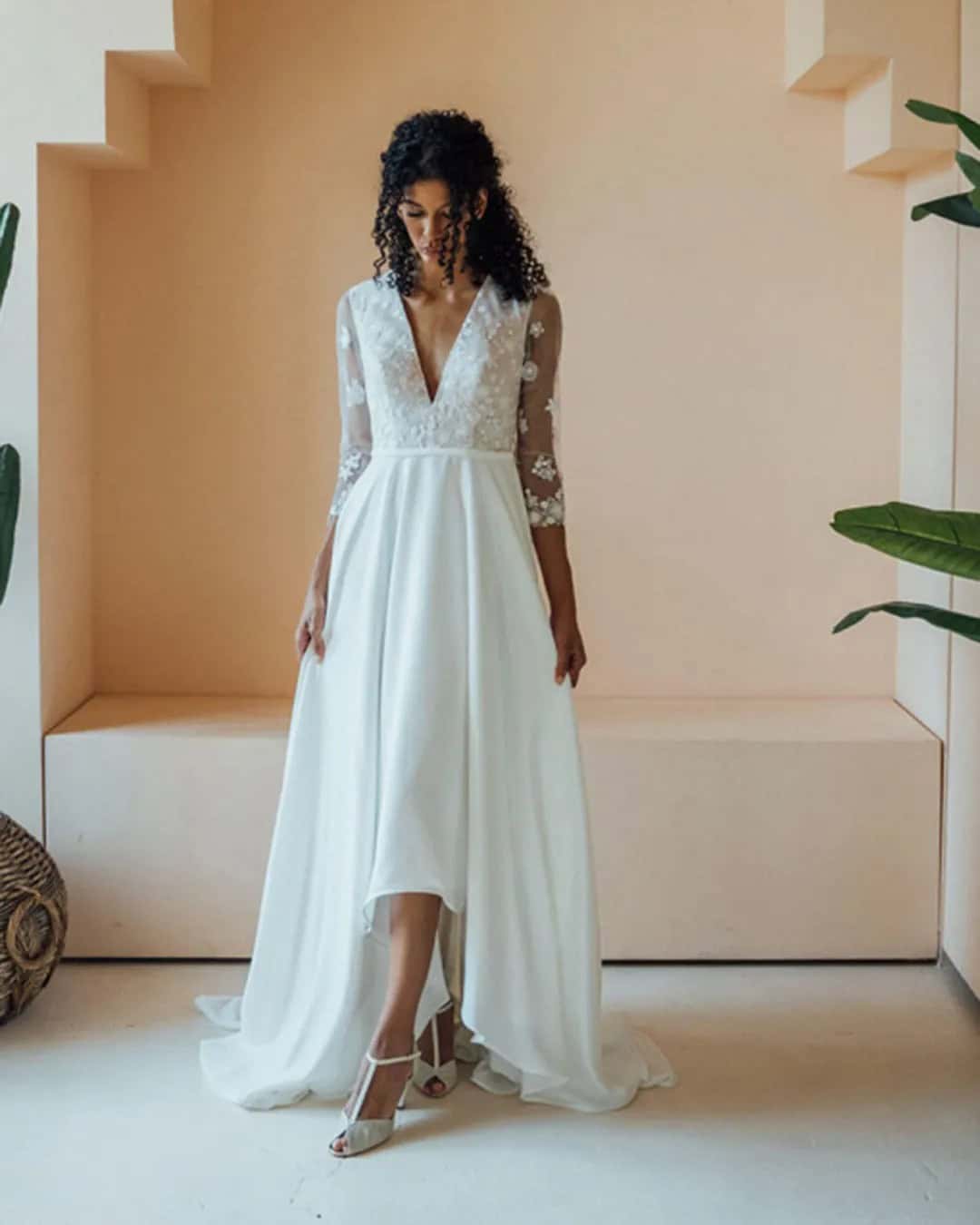 High Low Wedding Dresses With Sleeves