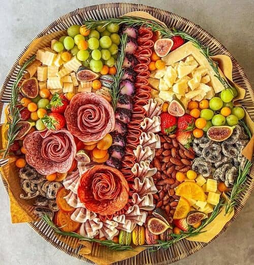 Wicker basket charcuterie