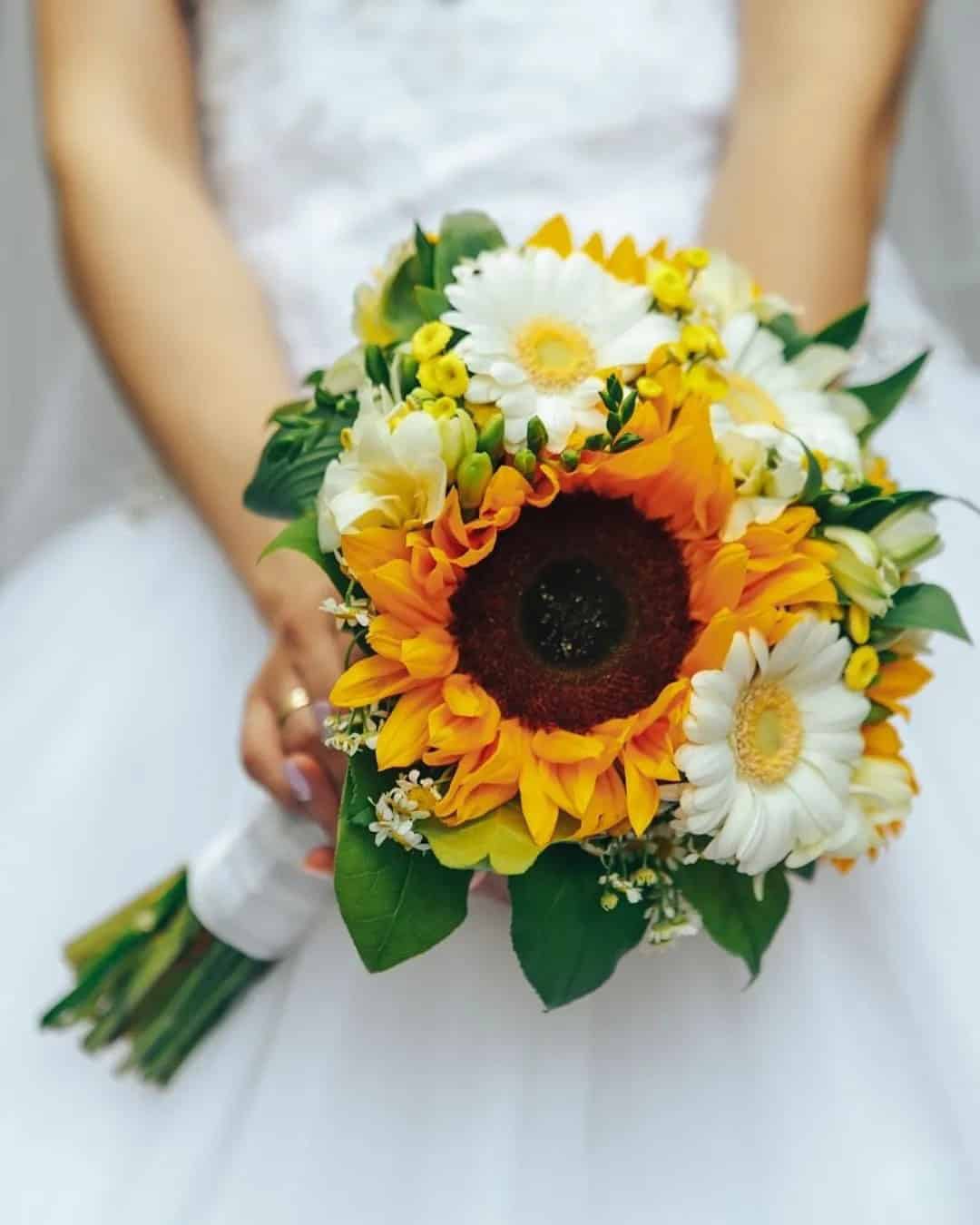 Sunflower Bouquets with White Flowers