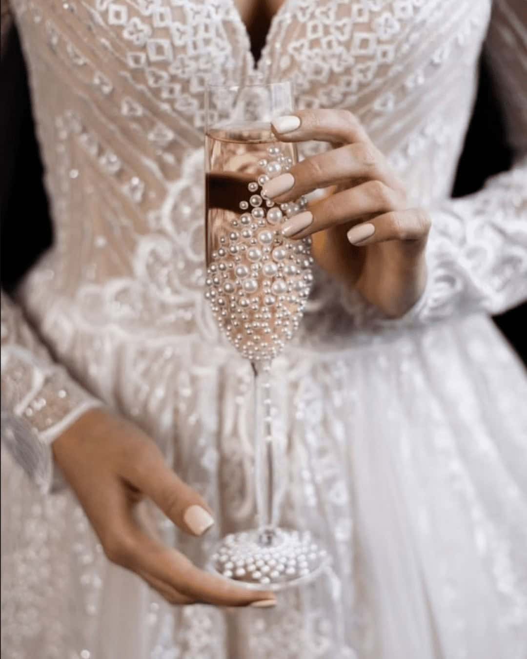 Wedding Glasses With Pearls