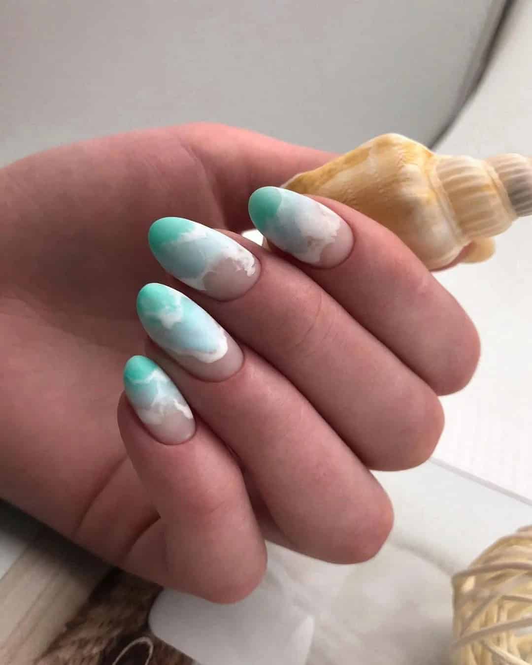 Blue Bridal Nail Ideas