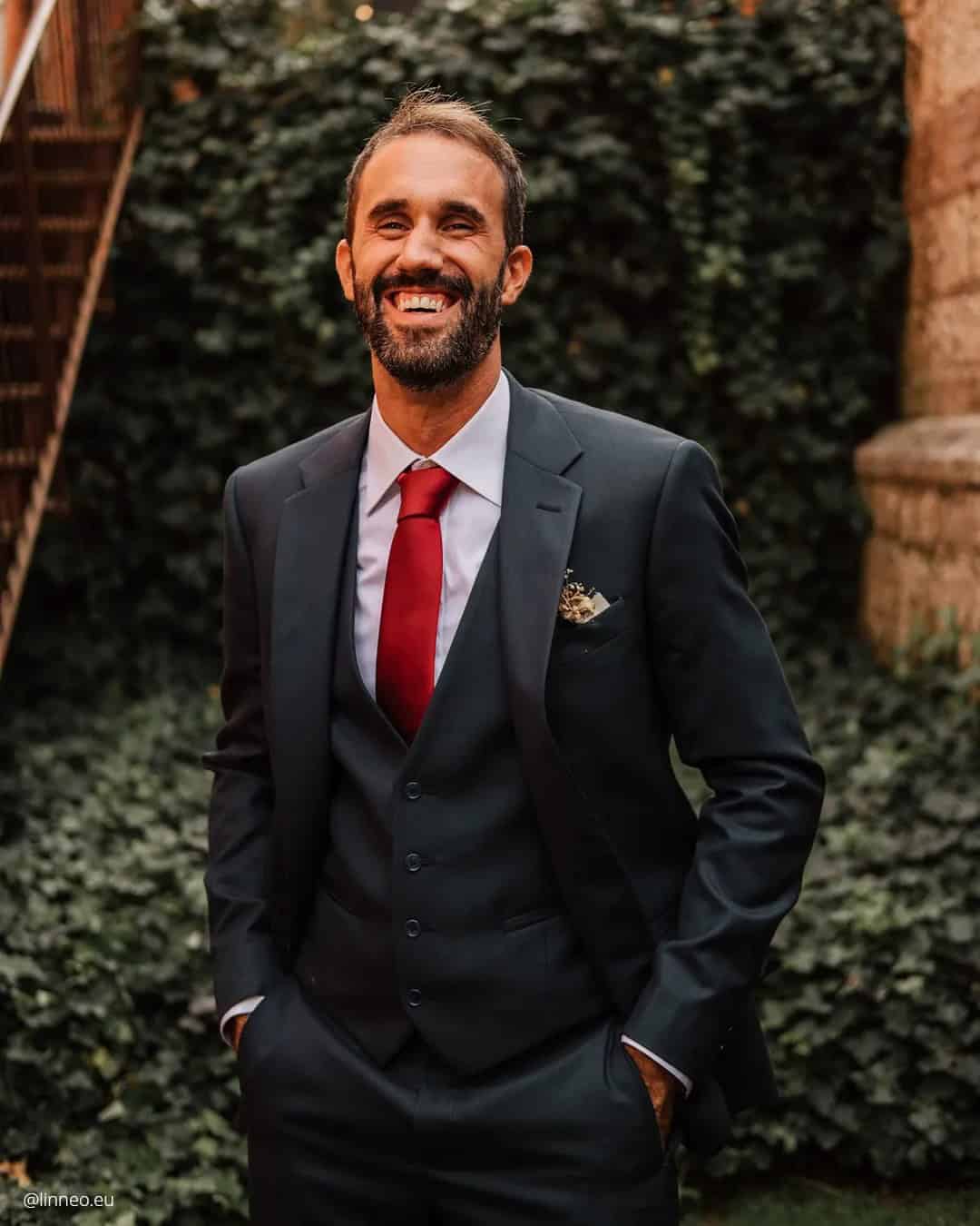 Black And Red Suit For Wedding