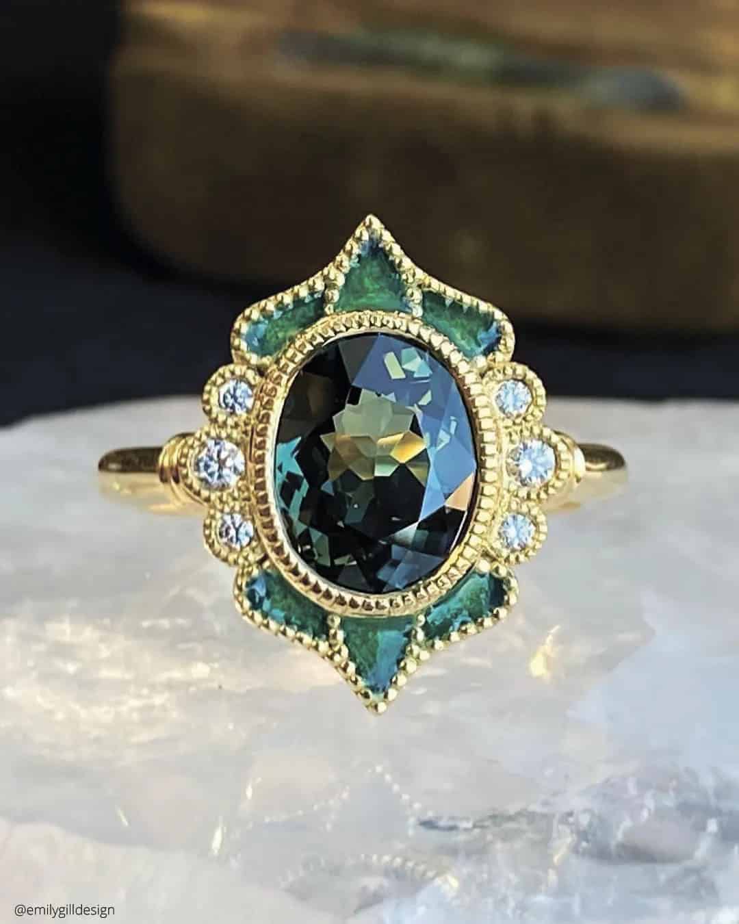 Emerald And Green Sapphires Engagement Rings