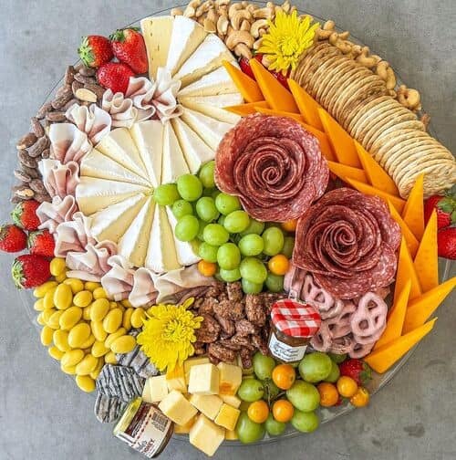 Bright colored charcuterie board