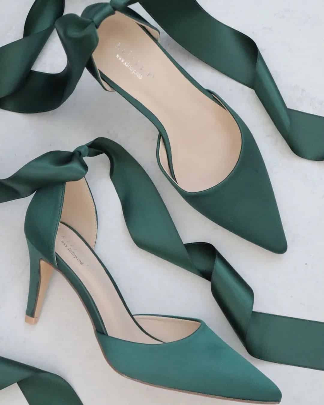 Low Heel Green Wedding Shoes