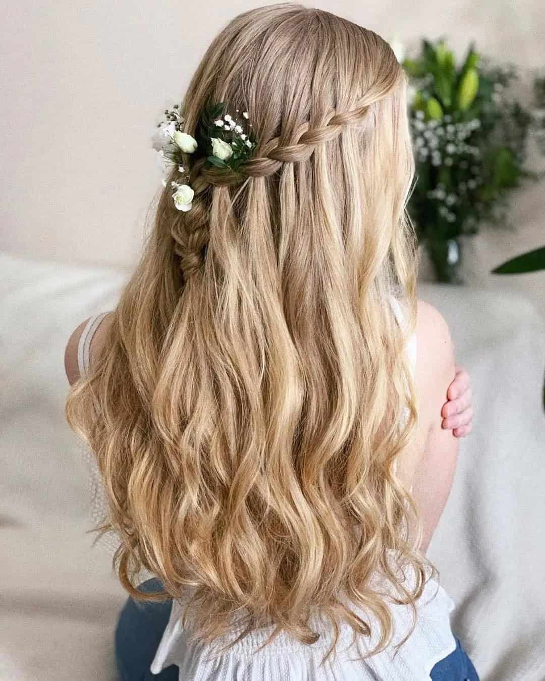 Half-Up With A Waterfall Braid