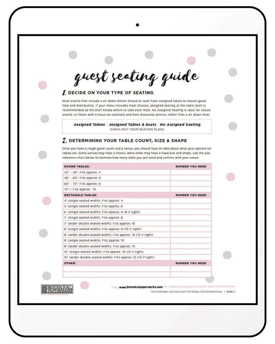 Wedding Guest Seating Guide