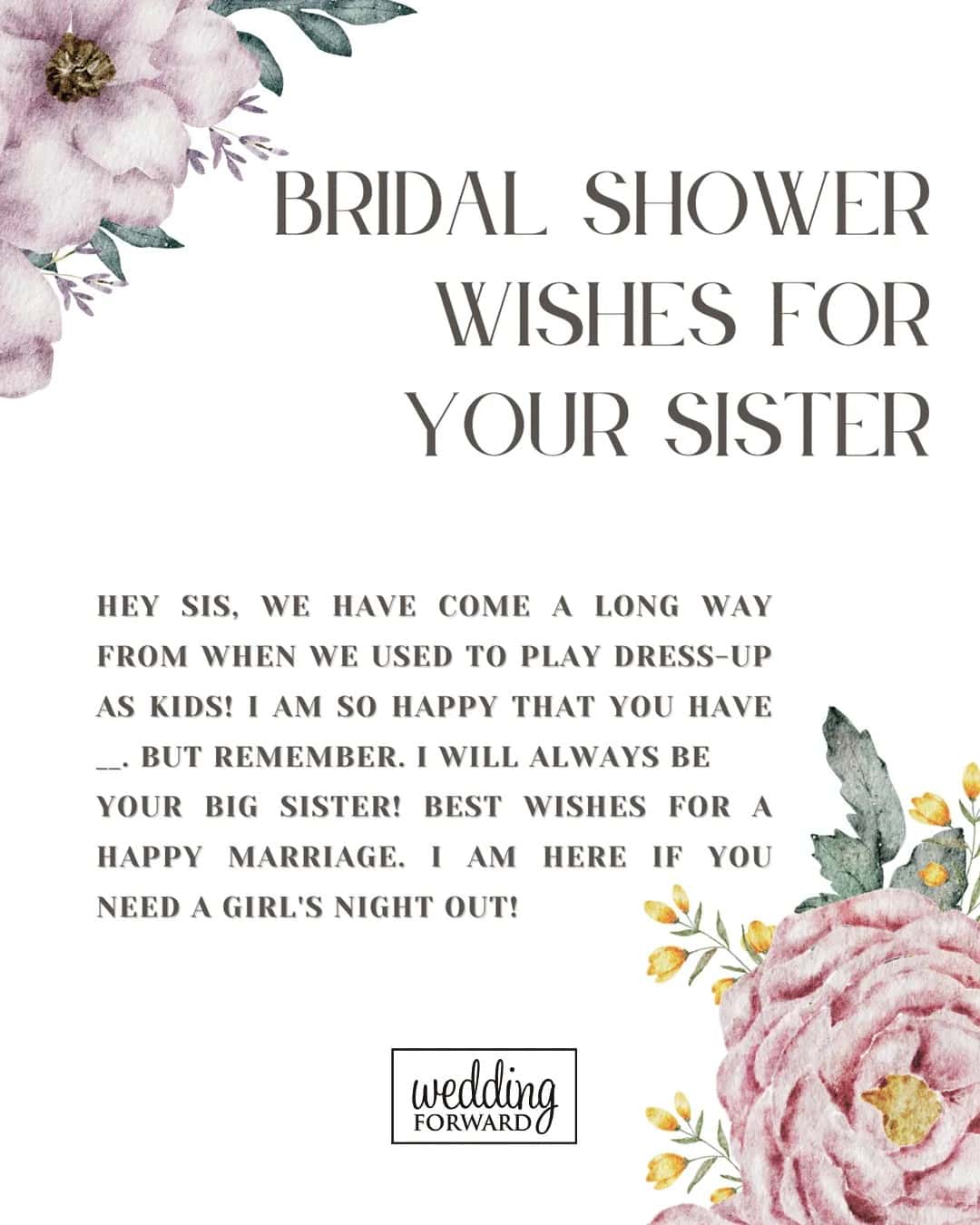 Bridal Shower Wishes for your Sister