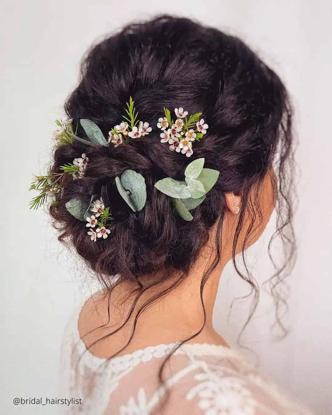 Rustic Wedding Hair with Flowers