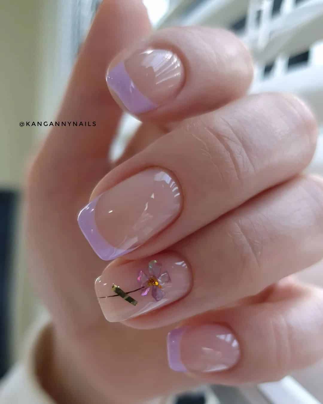 French Tip Nails Designs Purple