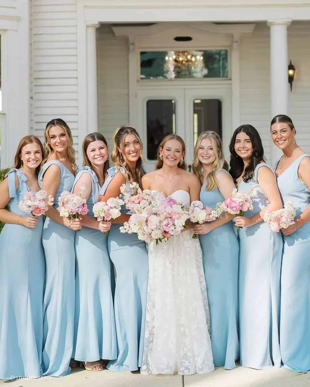 Pastel Blue Bridesmaid Dresses