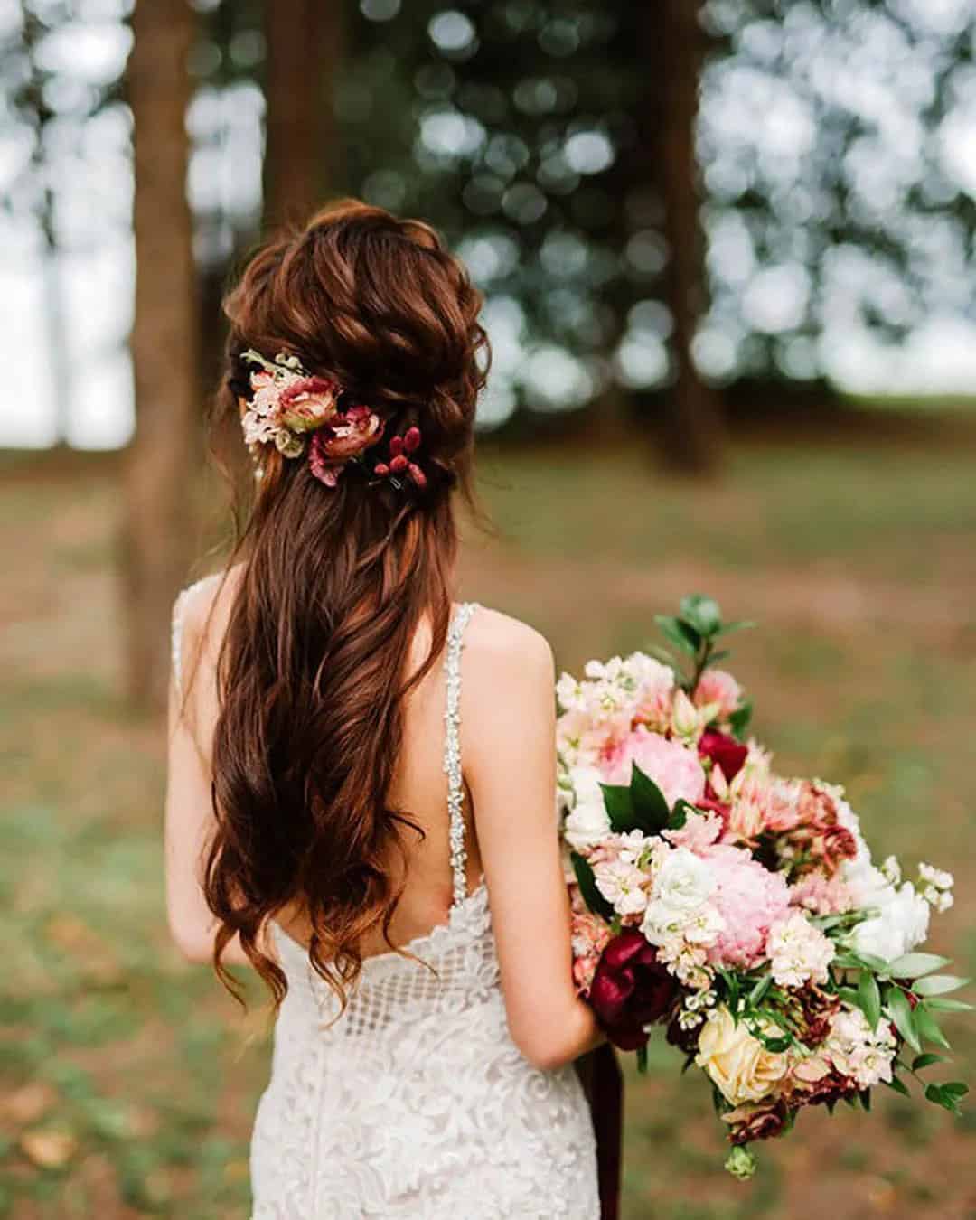 Boho Wedding Hair With Flowers