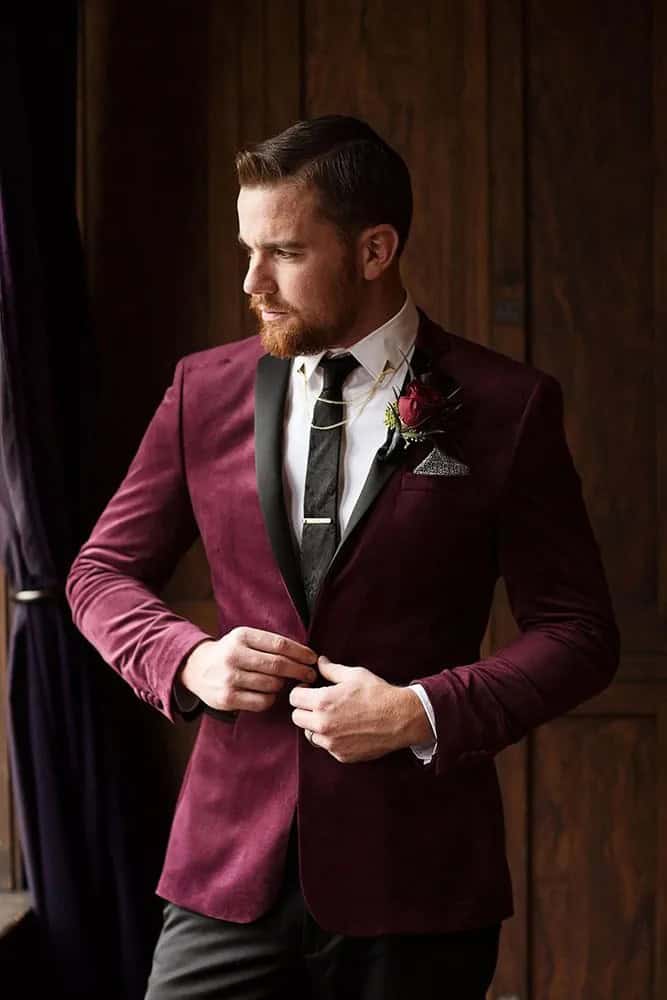 Burgundy Groom Suits