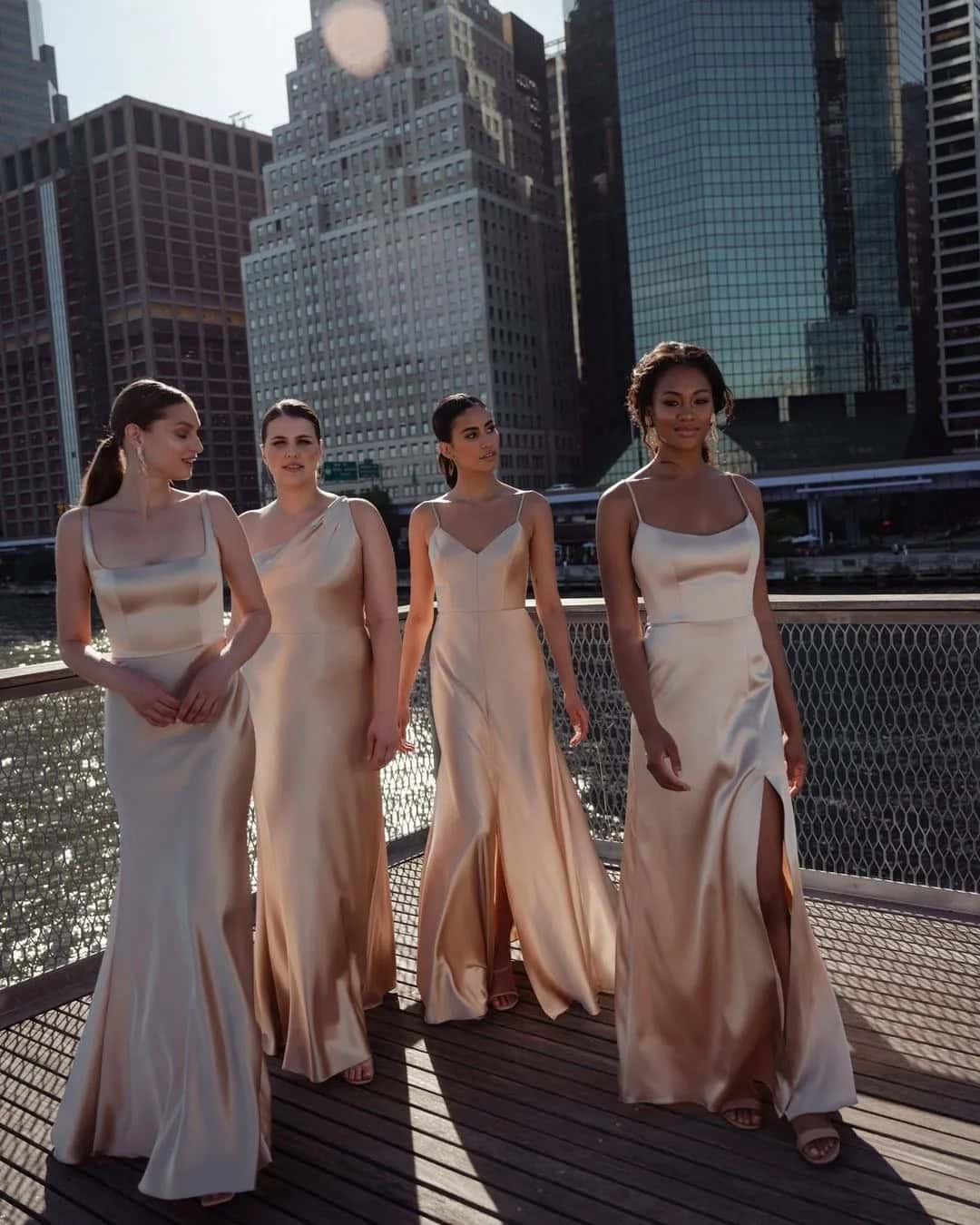 Satin Champagne Bridesmaid Dresses