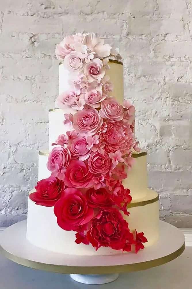 White Cakes With Colorful Flowers