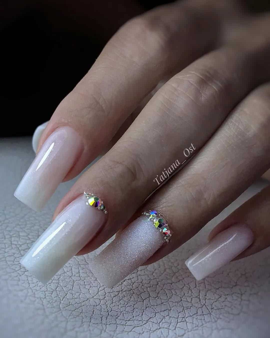 Simple Wedding Acrylic Nails