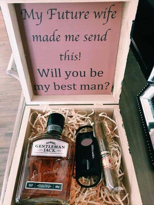 A fun message box with cigars and alcohol